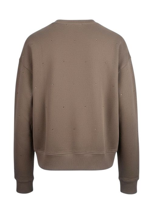 felpa donna marrone con strass MC2 Saint Barth | CASEY W ALL OVER STRASSSB 18